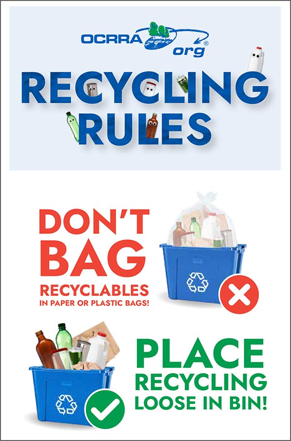 Cover of OCRRA's Recycling Rules brochure